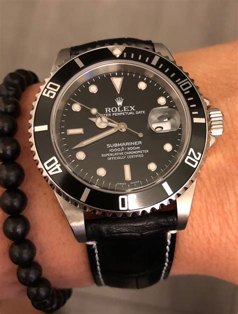 leather rolex|rolex with black leather band.